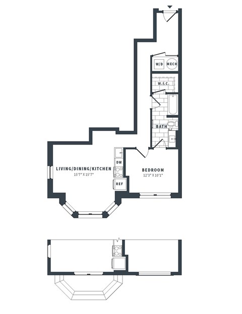 1V Floor Plan at The Vale at the Parks, Washington, DC 20012  